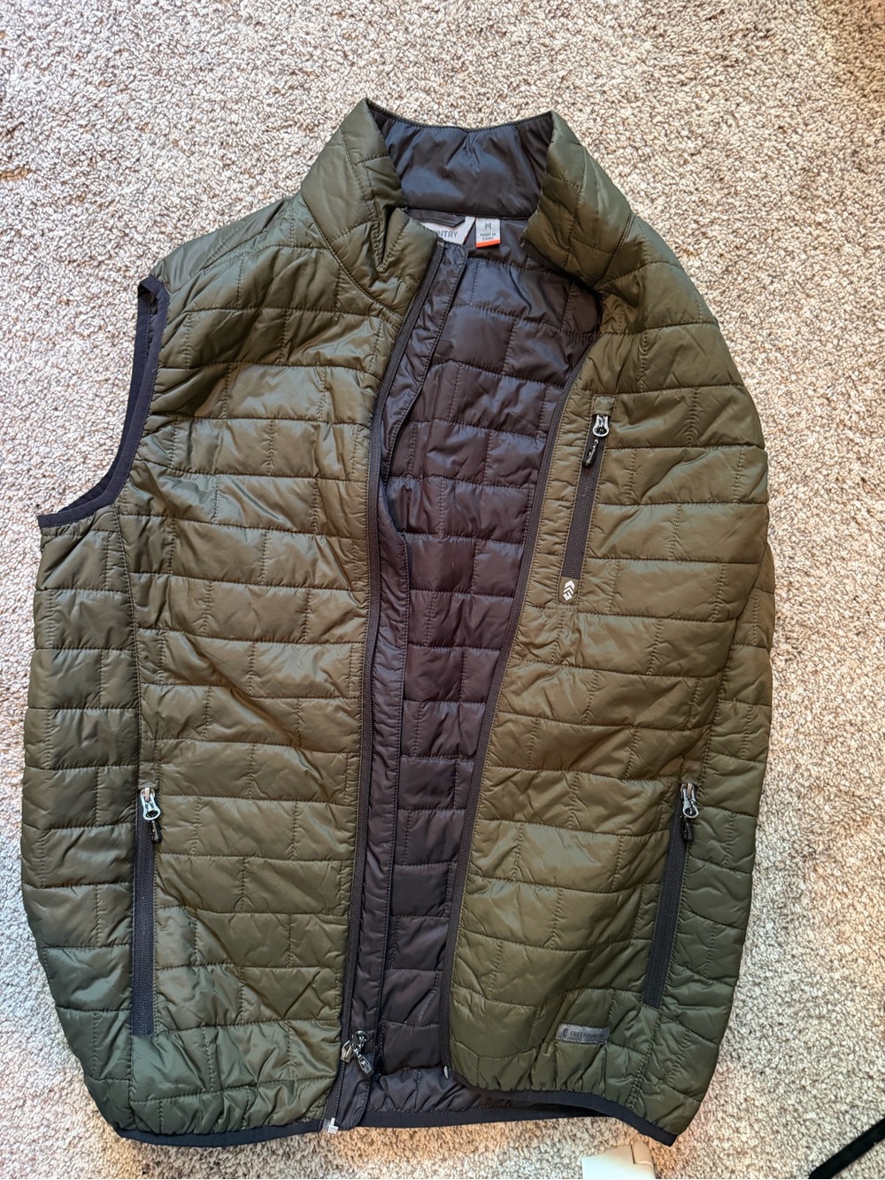 Men's Free Country Olive Quilted Puffer Vest - Lightweight Layer